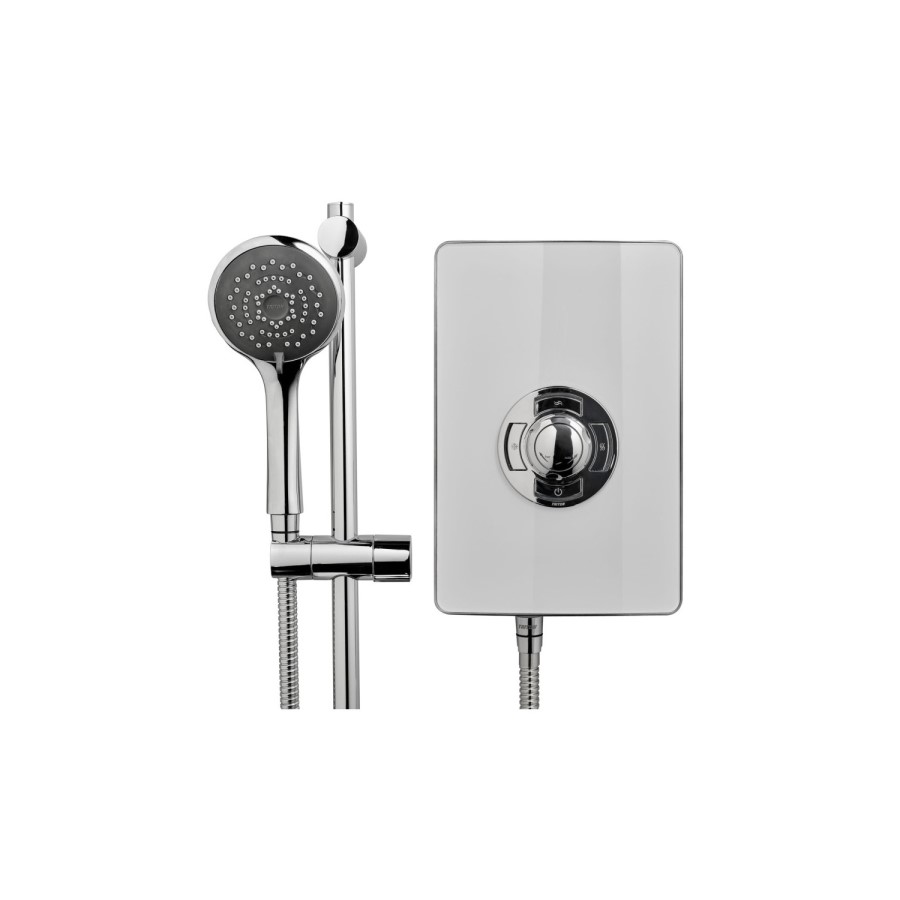 Vidalux 900x900mm White Square Electric Shower Cabin with 9.5kw Triton Electric Shower and Shower Tray