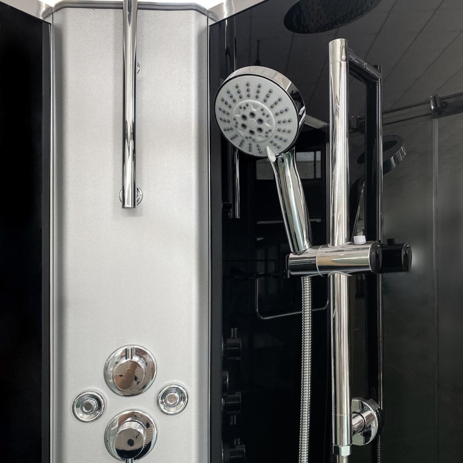 Vidalux Pure -1200x800mm Black Right-Hand Offset Quadrant Shower Cabin with Hydro Shower Set & Shower Tray