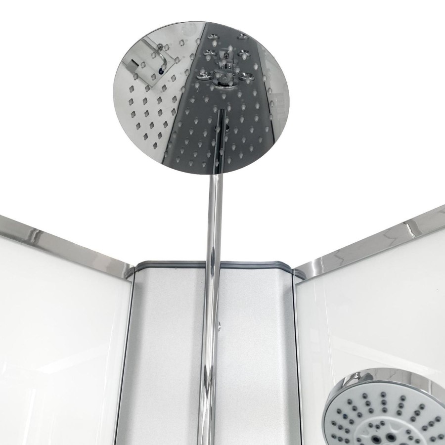 Vidalux Pure - 900x900mm White Quadrant Shower Cabin with Hydro Shower Set with Shower Tray