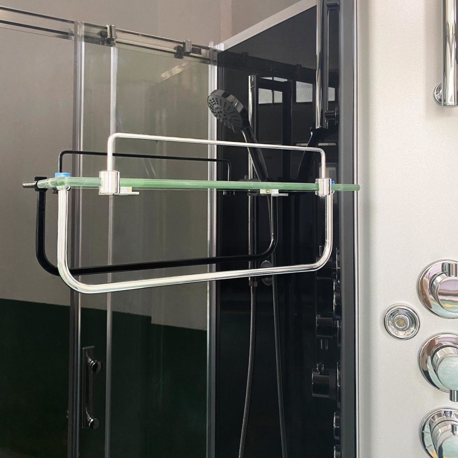 Vidalux Pure - 800x800mm Black Quadrant Shower Cabin with Hydro Shower Set with Shower Tray