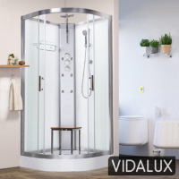 Vidalux Pure - 900x900mm White Quadrant Shower Cabin with Hydro Shower Set with Shower Tray