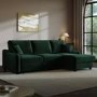 4 Seater Pull-Out Chaise Corner Sofa Bed with Storage in Dark Green Velvet - Quinn