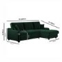4 Seater Pull-Out Chaise Corner Sofa Bed with Storage in Dark Green Velvet - Quinn