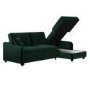 4 Seater Pull-Out Chaise Corner Sofa Bed with Storage in Dark Green Velvet - Quinn
