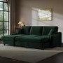 4 Seater Pull-Out Chaise Corner Sofa Bed with Storage in Dark Green Velvet - Quinn