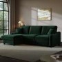 4 Seater Pull-Out Chaise Corner Sofa Bed with Storage in Dark Green Velvet - Quinn