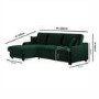 4 Seater Pull-Out Chaise Corner Sofa Bed with Storage in Dark Green Velvet - Quinn