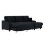 4 Seater Pull-Out Chaise Corner Sofa Bed with Storage in Navy Chenille - Quinn