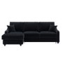 4 Seater Pull-Out Chaise Corner Sofa Bed with Storage in Navy Chenille - Quinn