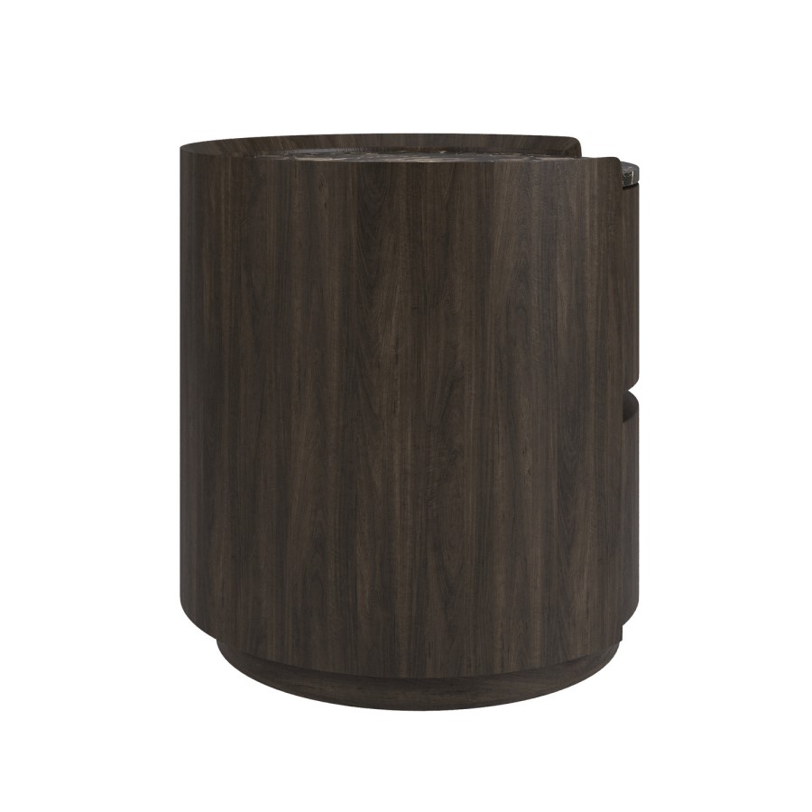 Walnut and Marble-Effect 2 Drawer Bedside Table - Raffaele