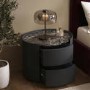 Black and Marble-Effect 2 Drawer Bedside Table - Raffaele