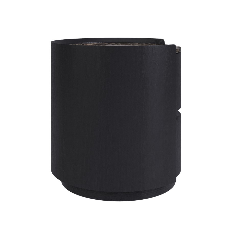 Black and Marble-Effect 2 Drawer Bedside Table - Raffaele