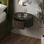 Walnut and Marble-Effect 1 Drawer Floating Bedside Table - Raffaele