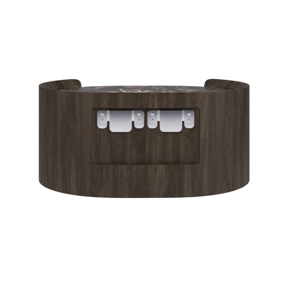 Walnut and Marble-Effect 1 Drawer Floating Bedside Table - Raffaele