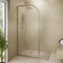 1000mm Brushed Brass Curved Glass Shower Screen for Wet Room & Walk In Shower - Raya