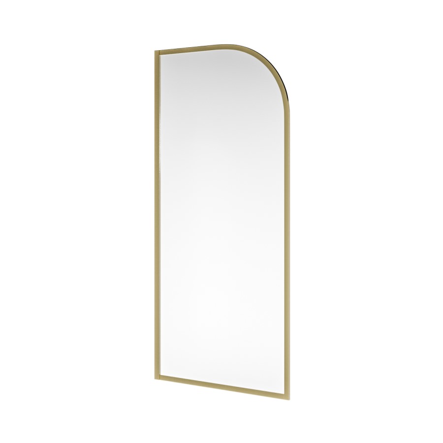 1000mm Brushed Brass Curved Glass Shower Screen for Wet Room & Walk In Shower - Raya