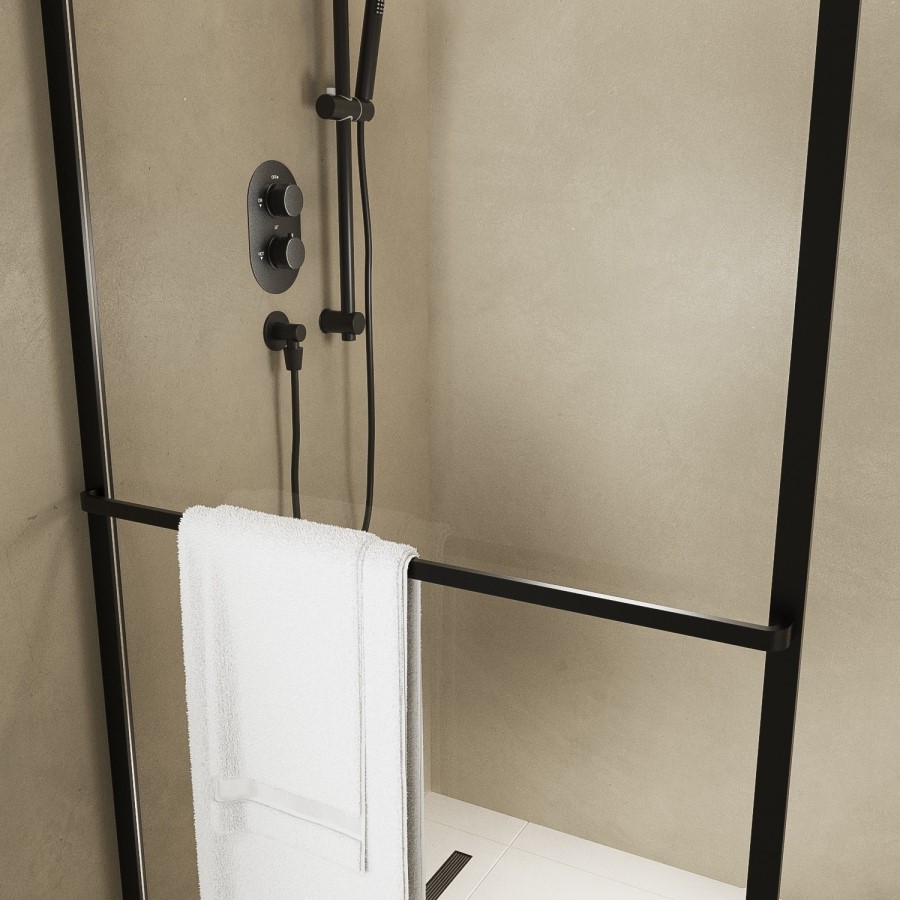 1000mm Black Curved Glass Shower Screen for Wet Room & Walk In Shower - Raya