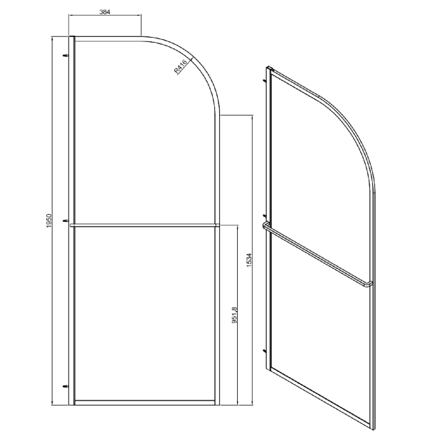 1000mm Black Curved Glass Shower Screen for Wet Room & Walk In Shower - Raya