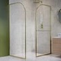 1000mm Brushed Brass Curved Glass Shower Screen for Wet Room & Walk In Shower - Raya