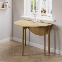 ONLY OPENED - Round Oak Folding Drop Leaf Dining Table - Seats 4 - Rudy