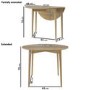 ONLY OPENED - Round Oak Folding Drop Leaf Dining Table - Seats 4 - Rudy