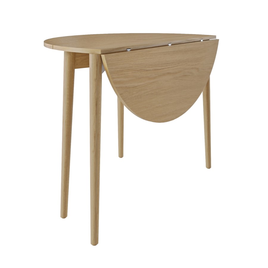ONLY OPENED - Round Oak Folding Drop Leaf Dining Table - Seats 4 - Rudy