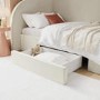 Cream Single Velvet Bed Frame with Storage Drawer and Curved Headboard - Reagan