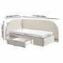 Cream Single Velvet Bed Frame with Storage Drawer and Curved Headboard - Reagan