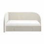 Cream Single Velvet Bed Frame with Storage Drawer and Curved Headboard - Reagan