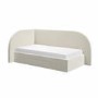 Cream Single Velvet Bed Frame with Storage Drawer and Curved Headboard - Reagan