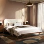 Walnut King Size Wooden Bed Frame With Upholstered Curved Headboard - Reece