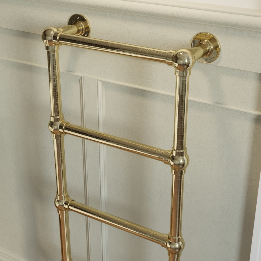 Brass Vertical Traditional Towel Rail Radiator 1200 x 479mm - Regent