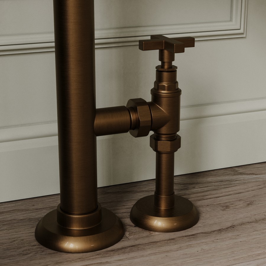 White and Bronze Traditional Column Radiator with Towel Rail 952 x 659mm - Regent