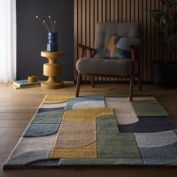 Large Geometric Blue Rug - 290 x 200 cm - Retro Deco - Origins