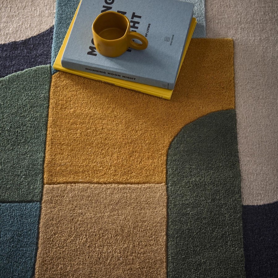 Large Geometric Blue Rug - 290 x 200 cm - Retro Deco - Origins