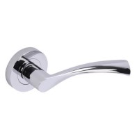 Internal Silver Polished Chrome Lever Fire Door Handle with Latch and Hinges Pack - 65mm Latch - Rhine - XL Joinery
