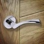 Internal Silver Polished Chrome Lever Fire Door Handle with Latch and Hinges Pack - 65mm Latch - Rhine - XL Joinery