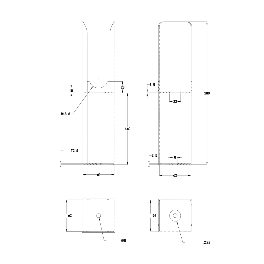 Riace White Designer Radiator Feet -Suitable for Flat Double Panel Radiator