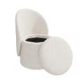 GRADE A2 - Off-White Boucle Dressing Table Chair with Ottoman Storage - Leah