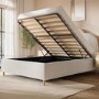 Cream Boucle Double Ottoman Bed with Legs and Scalloped Headboard - Roma