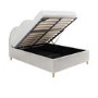 Cream Boucle Double Ottoman Bed with Legs and Scalloped Headboard - Roma