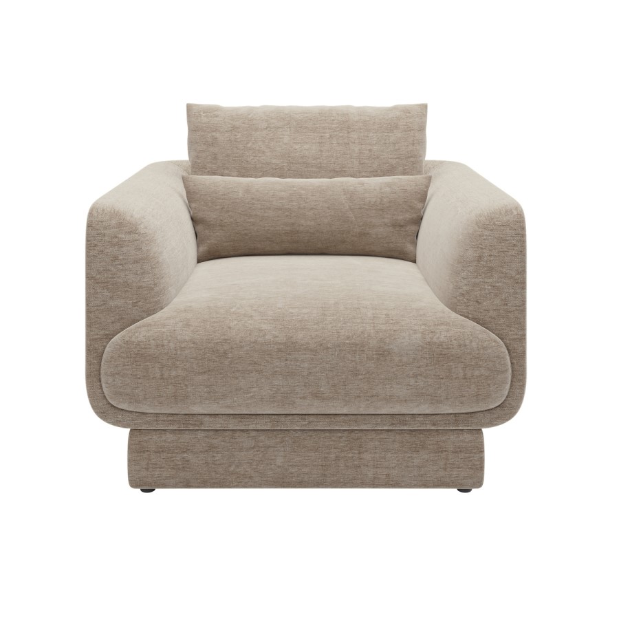 Beige Chenille Armchair with Cushion - Ramses 