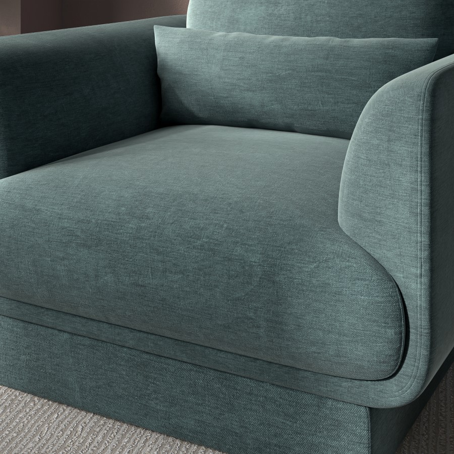 ONLY OPENED - Blue Chenille Armchair with Cushion - Ramses 
