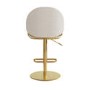 Beige Upholstered Adjustable Swivel Bar Stool with Gold Base - Ronnie