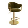 Set of 3 Olive Green Velvet Adjustable Swivel Bar Stools with Gold Base - Ronnie