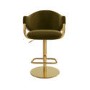 Set of 3 Olive Green Velvet Adjustable Swivel Bar Stools with Gold Base - Ronnie