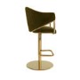 Set of 3 Olive Green Velvet Adjustable Swivel Bar Stools with Gold Base - Ronnie