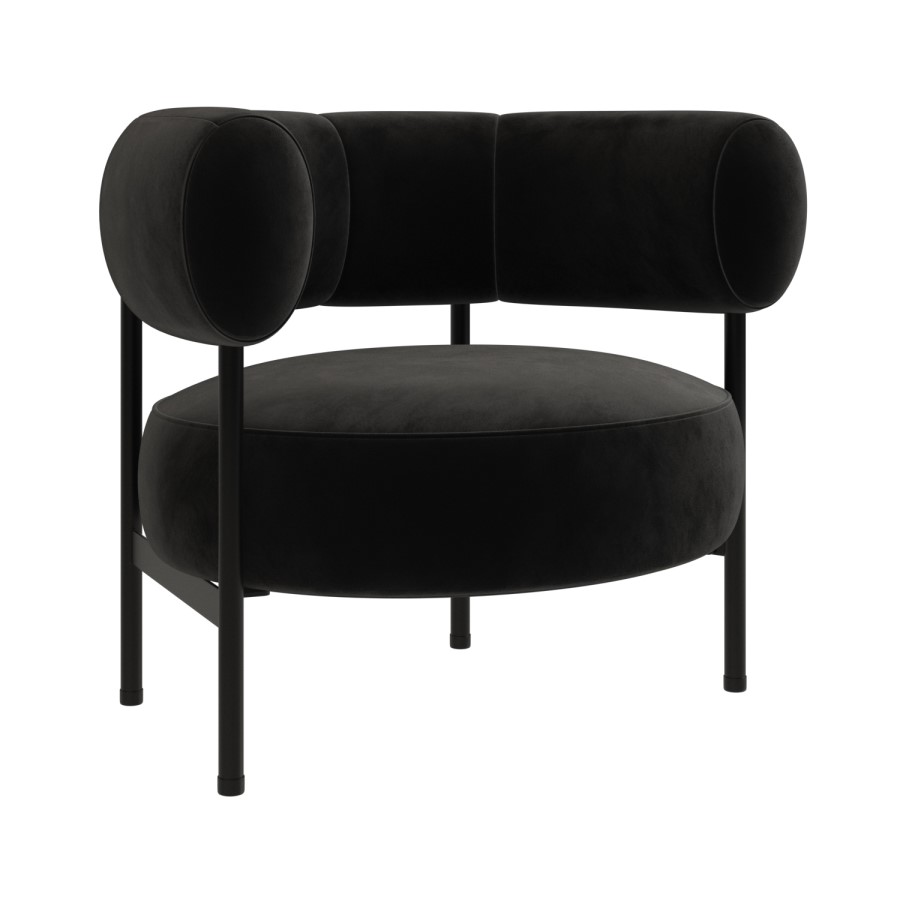 Black Velvet Curved Accent Chair - Romy