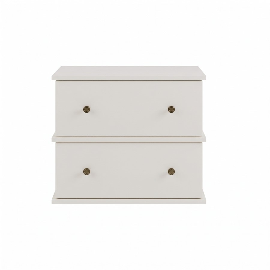 Wide Beige 2 Drawer Bedside Table - Ralph