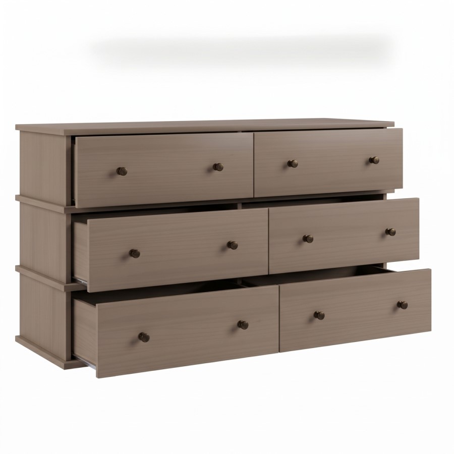 Large Dark Wood 6 Drawer Chest of Drawers - Ralph